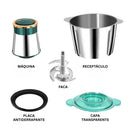 2 Litro Triturador De Alimentos Carne e Legumes Elétrico Multiprocessador 2 Modos Bivolt Inox Fácil De Limpar