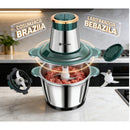 2 Litro Triturador De Alimentos Carne e Legumes Elétrico Multiprocessador 2 Modos Bivolt Inox Fácil De Limpar