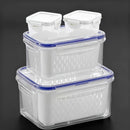 Conjunto de 10 Peças: 4 Recipientes + 4 Tampas + 2 Cestos de Drenagem. Recipientes para Armazenamento de Alimentos com Tampas de Encaixe e Cestos de Drenagem - À Prova de Vazamentos, Caixas de Armazenamento para Geladeira, Organizadores de Cozinha Reutili