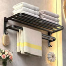 Toalheiro Duplo Preto Matte | Alumínio Espacial Luxo e Design