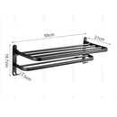 Toalheiro Duplo Preto Matte | Alumínio Espacial Luxo e Design