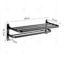 Toalheiro Duplo Preto Matte | Alumínio Espacial Luxo e Design